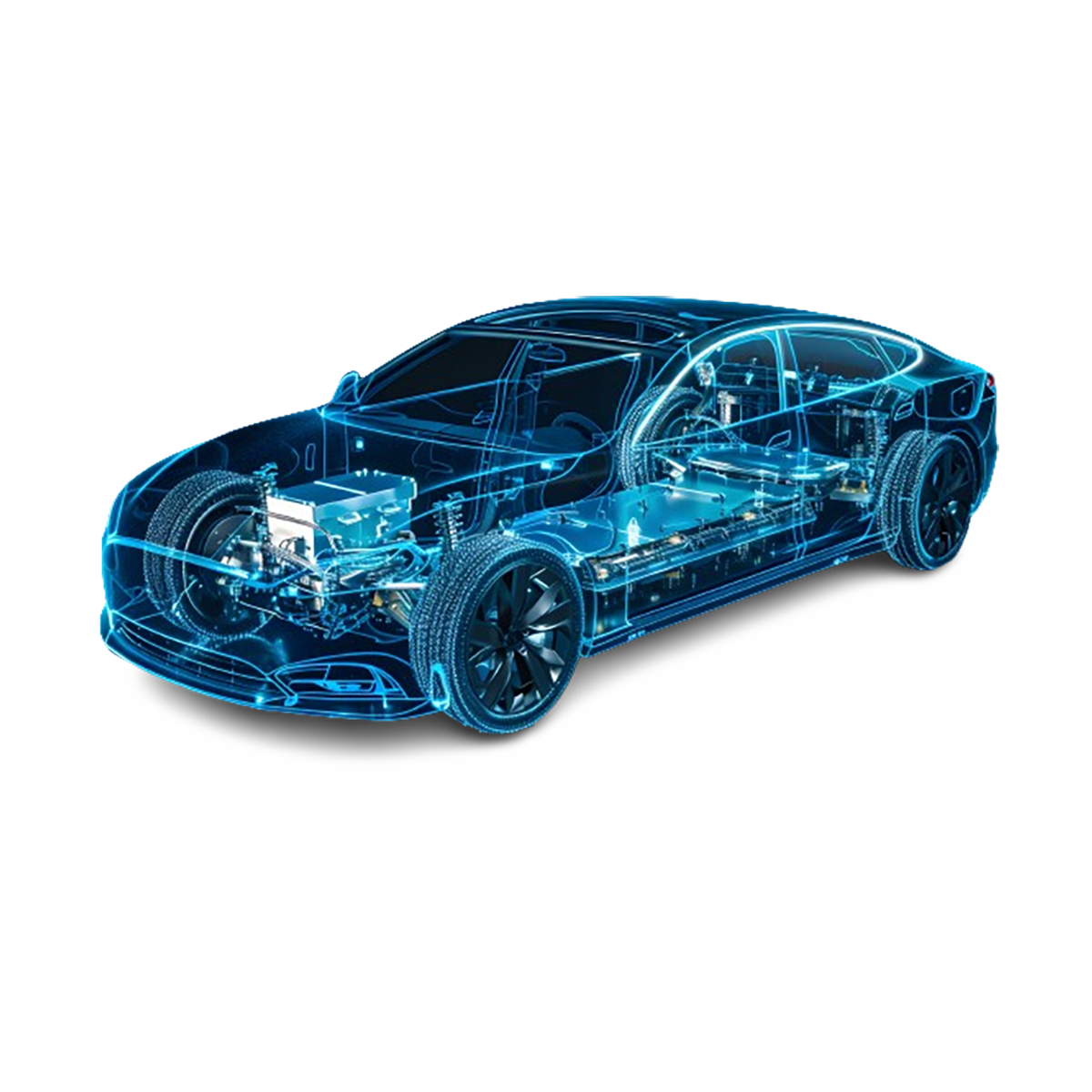 AI Blue Car with electrics 1